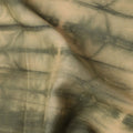Beige and Olive Green Horizontal Tie-Dye Patterned Viscose Crepe Fabric, 140 Cms Width, Made in India-D26368