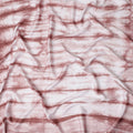 Rosewood and White Horizontal Tie-Dye Patterned Viscose Crepe Fabric, 140 Cms Width, Made in India-D26369