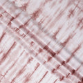 Rosewood and White Horizontal Tie-Dye Patterned Viscose Crepe Fabric, 140 Cms Width, Made in India-D26369