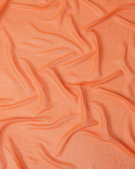 Orange Synthetic Chiffon Traditional Sudanese Thobe with Stone Work, 4.5 Mtrs Piece, Width 110 Cms, Made in India-D26444