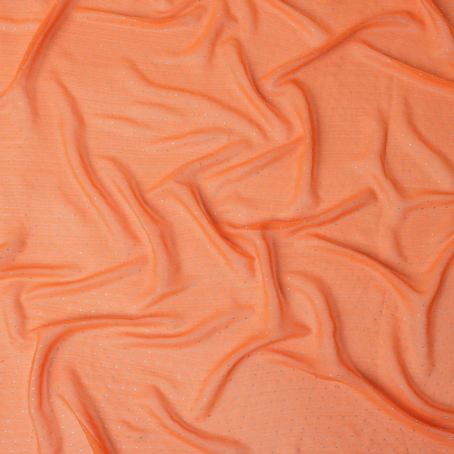 Orange Synthetic Chiffon Traditional Sudanese Thobe with Stone Work, 4.5 Mtrs Piece, Width 110 Cms, Made in India-D26444