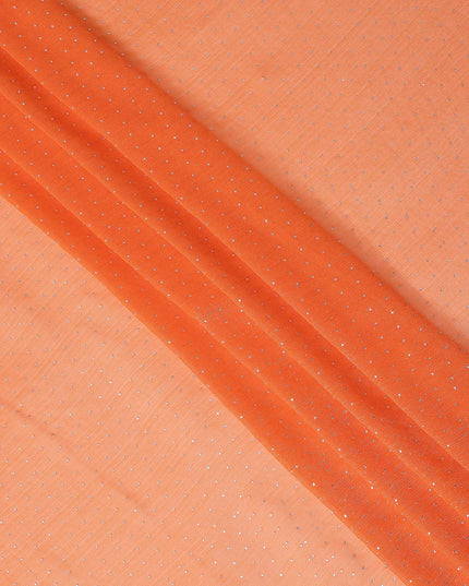 Orange Synthetic Chiffon Traditional Sudanese Thobe with Stone Work, 4.5 Mtrs Piece, Width 110 Cms, Made in India-D26444