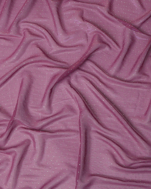 Magenta Purple Synthetic Chiffon Traditional Sudanese Thobe with Stone Work, 4.5 Mtrs Piece, Width 110 Cms, Made in India-D26445