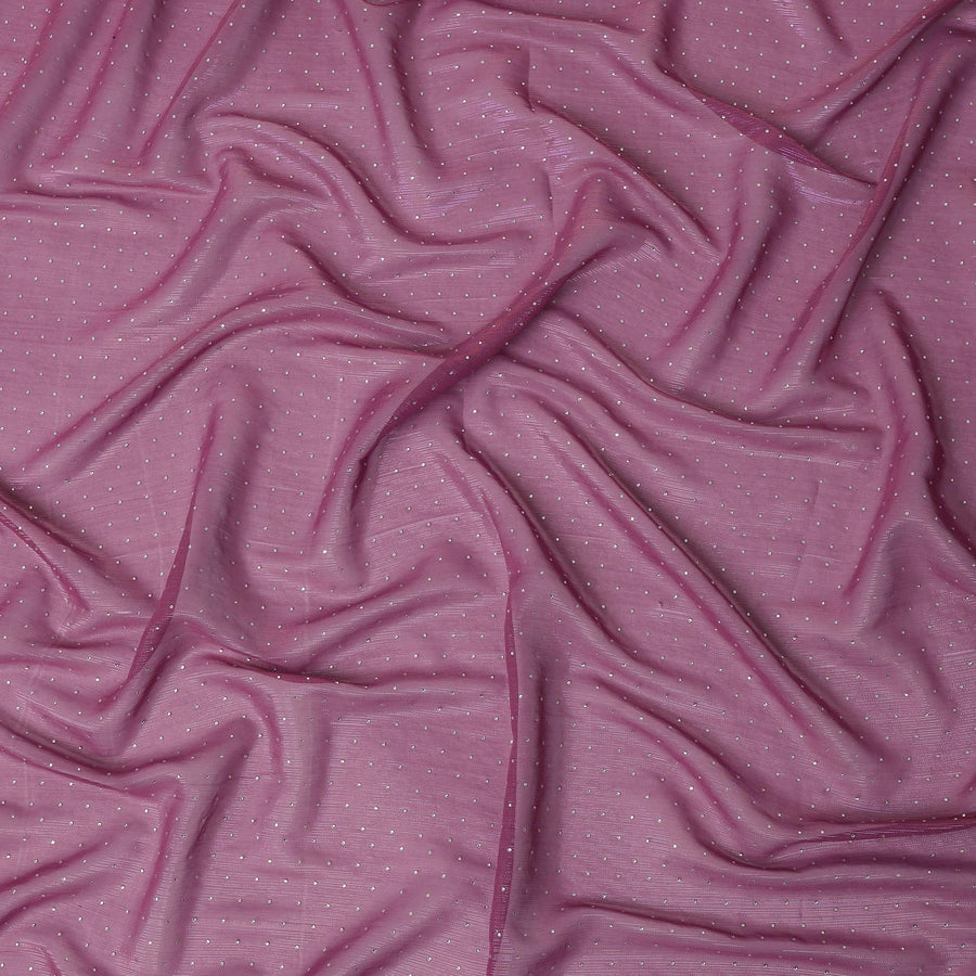 Magenta Purple Synthetic Chiffon Traditional Sudanese Thobe with Stone Work, 4.5 Mtrs Piece, Width 110 Cms, Made in India-D26445