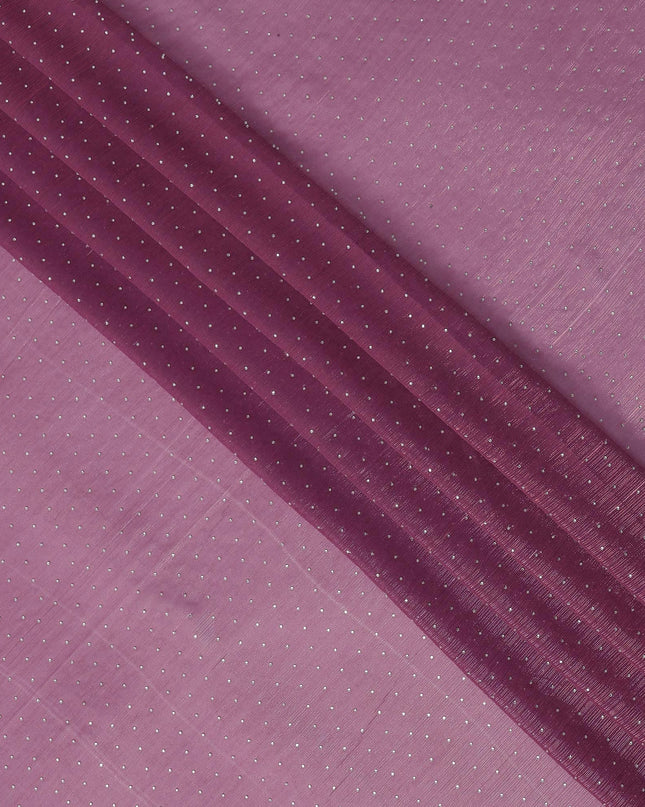 Magenta Purple Synthetic Chiffon Traditional Sudanese Thobe with Stone Work, 4.5 Mtrs Piece, Width 110 Cms, Made in India-D26445