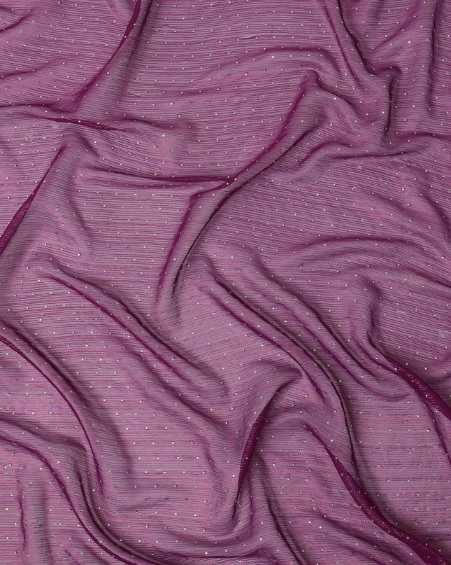 Purple Synthetic Chiffon Traditional Sudanese Thobe with Stone Work, 4.5 Mtrs Piece, Width 110 Cms, Made in India-D26446 Regal Fabrics