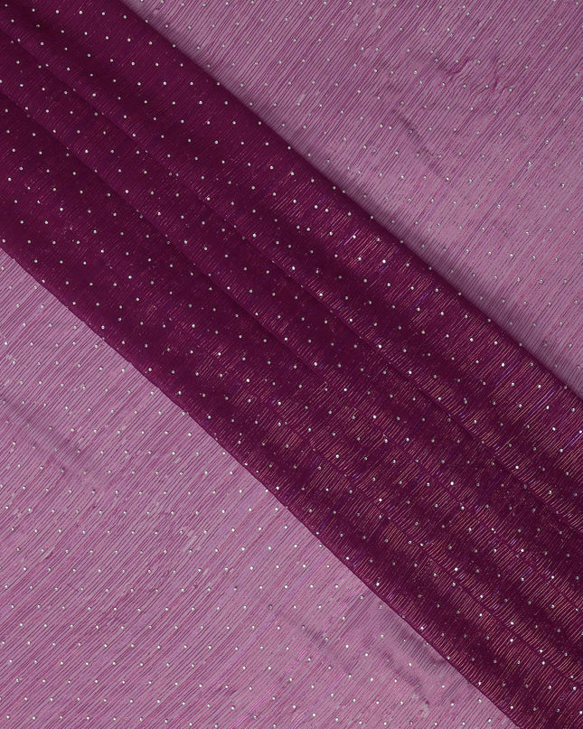 Purple Synthetic Chiffon Traditional Sudanese Thobe with Stone Work, 4.5 Mtrs Piece, Width 110 Cms, Made in India-D26446 Regal Fabrics