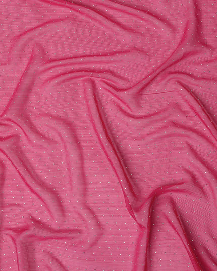Hot Pink Synthetic Chiffon Traditional Sudanese Thobe with Stone Work, 4.5 Mtrs Piece, Width 110 Cms, Made in India-D26448