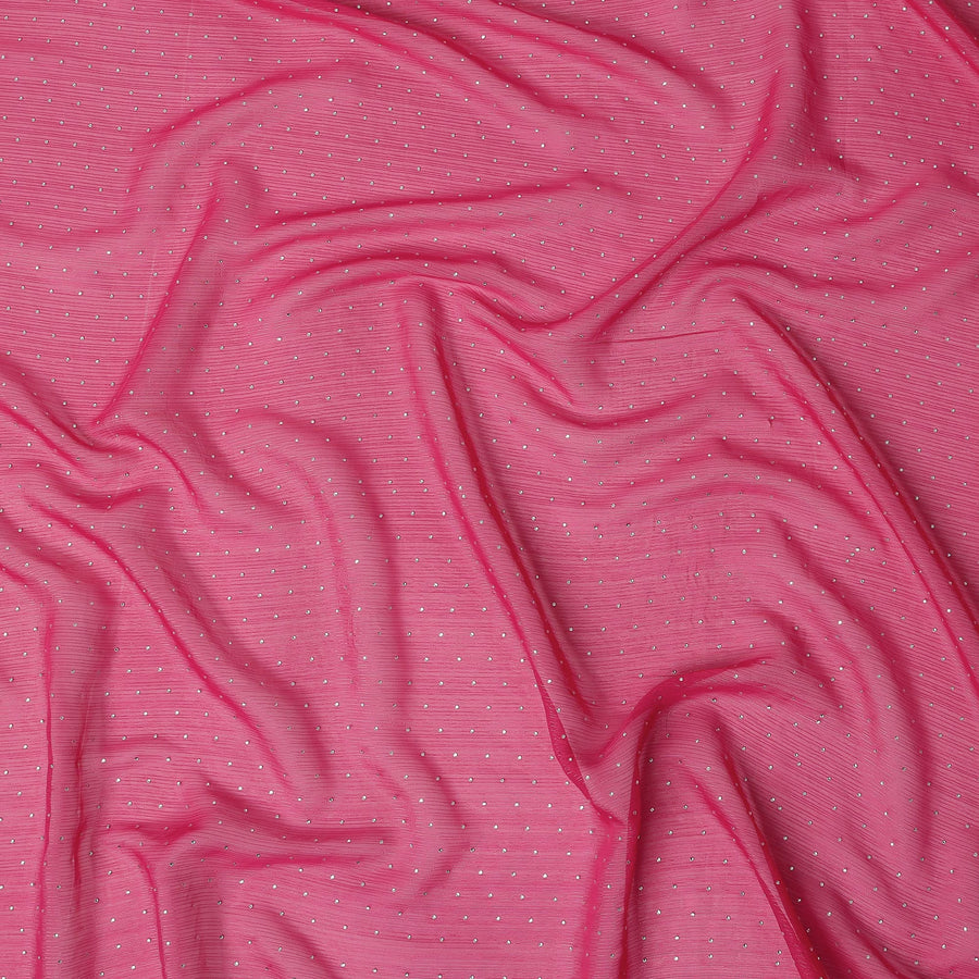 Hot Pink Synthetic Chiffon Traditional Sudanese Thobe with Stone Work, 4.5 Mtrs Piece, Width 110 Cms, Made in India-D26448