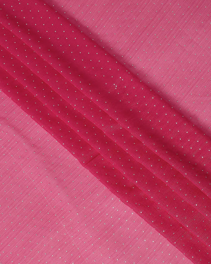 Hot Pink Synthetic Chiffon Traditional Sudanese Thobe with Stone Work, 4.5 Mtrs Piece, Width 110 Cms, Made in India-D26448