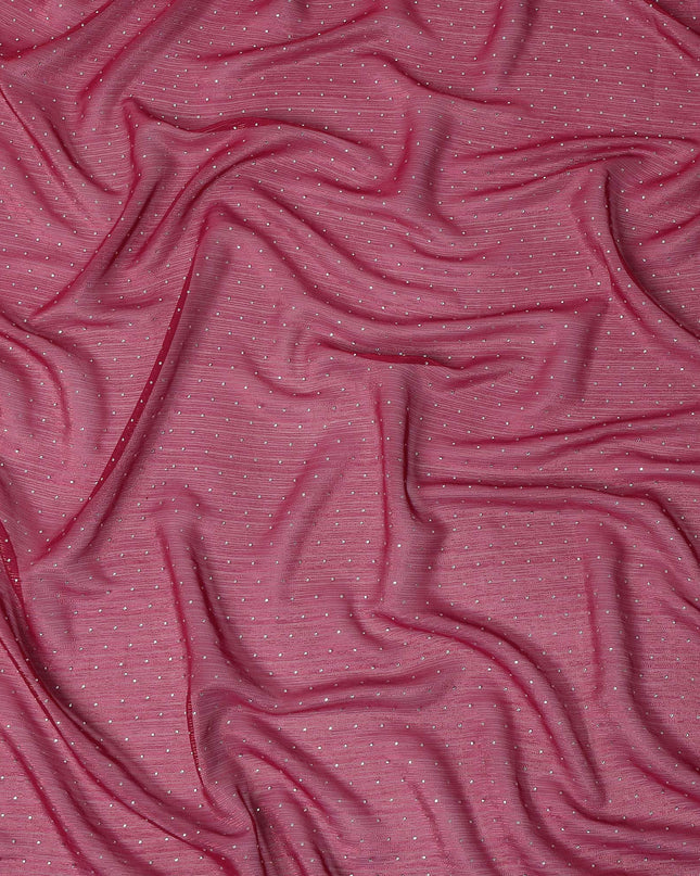 Maroon Synthetic Chiffon Traditional Sudanese Thobe with Stone Work, 4.5 Mtrs Piece, Width 110 Cms, Made in India-D26449