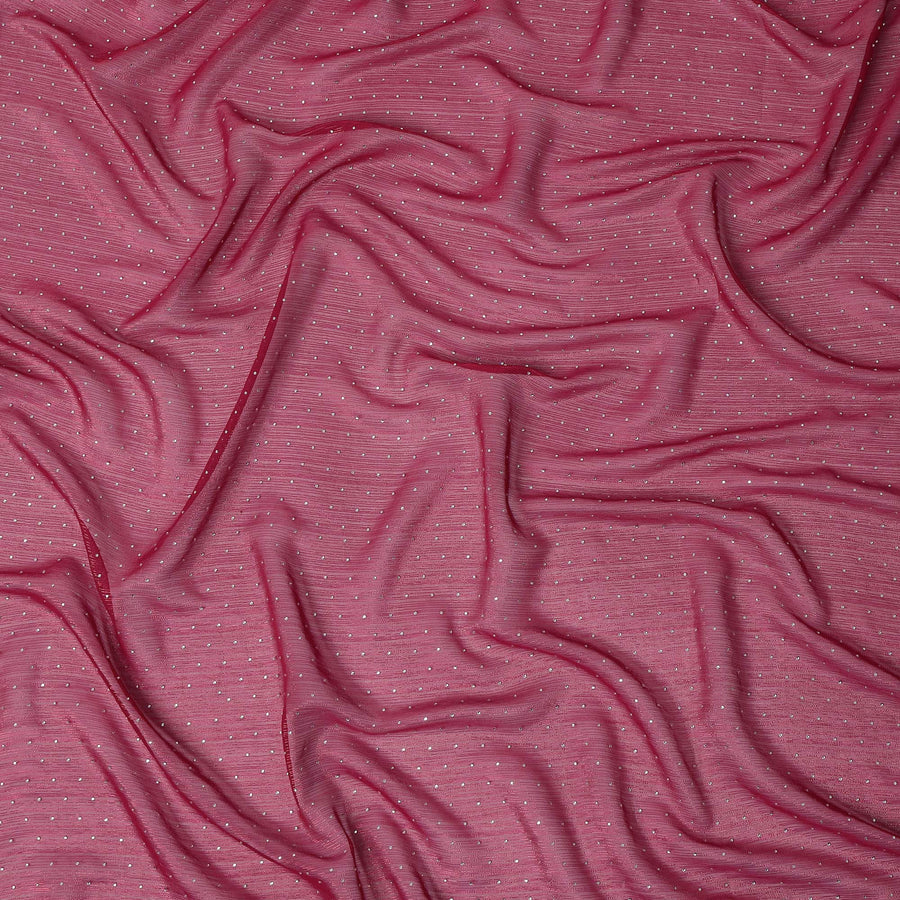 Maroon Synthetic Chiffon Traditional Sudanese Thobe with Stone Work, 4.5 Mtrs Piece, Width 110 Cms, Made in India-D26449