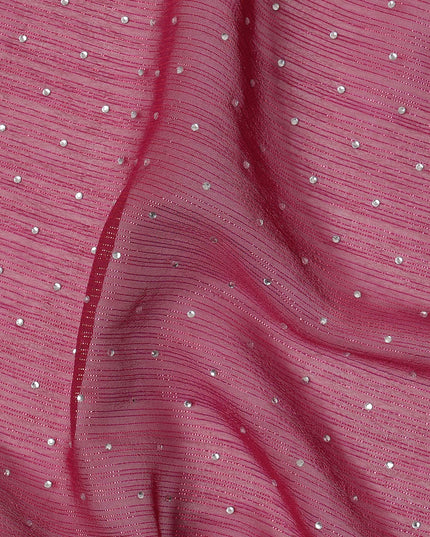 Maroon Synthetic Chiffon Traditional Sudanese Thobe with Stone Work, 4.5 Mtrs Piece, Width 110 Cms, Made in India-D26449