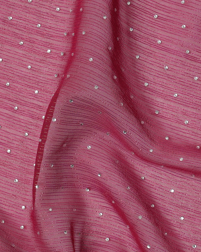 Maroon Synthetic Chiffon Traditional Sudanese Thobe with Stone Work, 4.5 Mtrs Piece, Width 110 Cms, Made in India-D26449