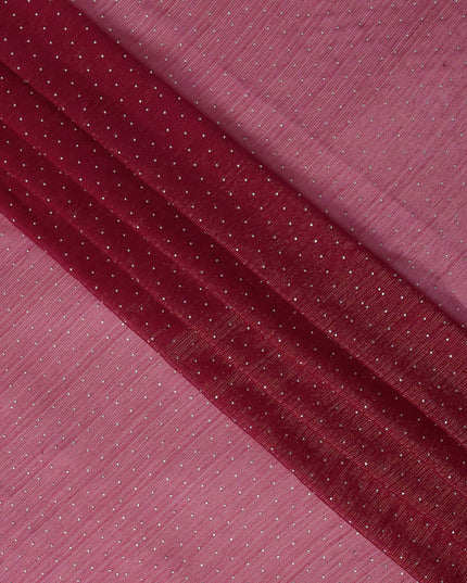 Maroon Synthetic Chiffon Traditional Sudanese Thobe with Stone Work, 4.5 Mtrs Piece, Width 110 Cms, Made in India-D26449
