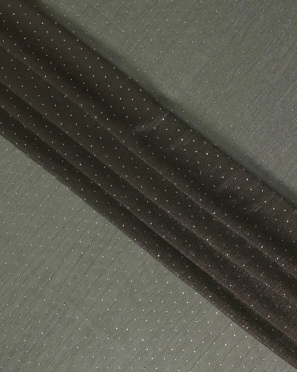 Olive Green Synthetic Chiffon Traditional Sudanese Thobe with Stone Work, 4.5 Mtrs Piece, Width 110 Cms, Made in India-D26456