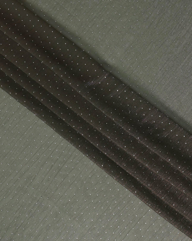 Olive Green Synthetic Chiffon Traditional Sudanese Thobe with Stone Work, 4.5 Mtrs Piece, Width 110 Cms, Made in India-D26456