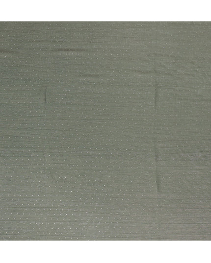 Olive Green Synthetic Chiffon Traditional Sudanese Thobe with Stone Work, 4.5 Mtrs Piece, Width 110 Cms, Made in India-D26456