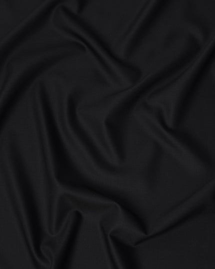 Midnight Black Premium Super 160’s English Wool & Cashmere Suiting Fabric, 150 cm Width, Made in UK-D26739