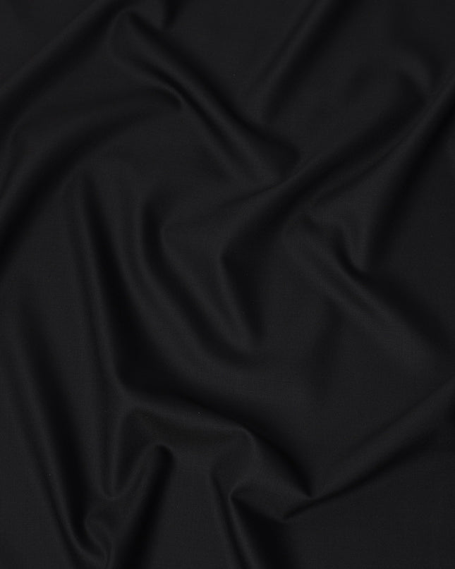 Midnight Black Premium Super 160’s English Wool & Cashmere Suiting Fabric, 150 cm Width, Made in UK-D26739