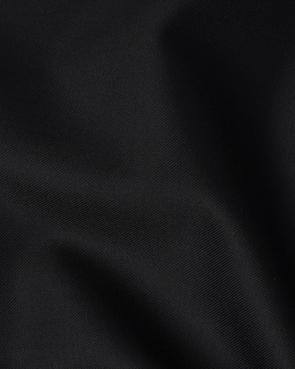 Midnight Black Premium Super 160’s English Wool & Cashmere Suiting Fabric, 150 cm Width, Made in UK-D26739