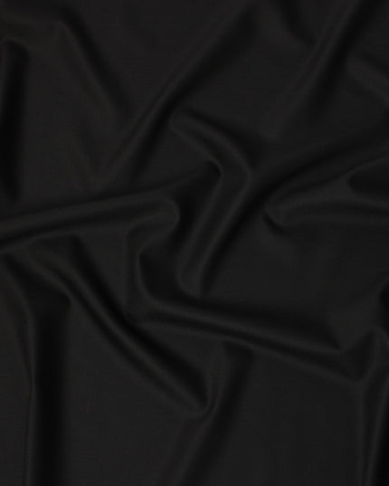 Jet Black Premium Super 160’s English Wool & Cashmere Suiting Fabric, 150 cm Width, Made in UK-D26740