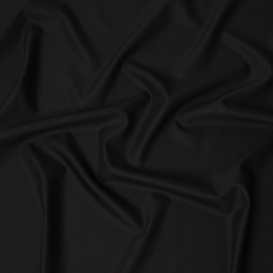 Jet Black Premium Super 160’s English Wool & Cashmere Suiting Fabric, 150 cm Width, Made in UK-D26740