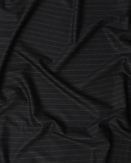 Charcoal Pinstripe Premium Super 140’s Italian All Wool Suiting Fabric, 150 cm Width, Made in UK-D26746