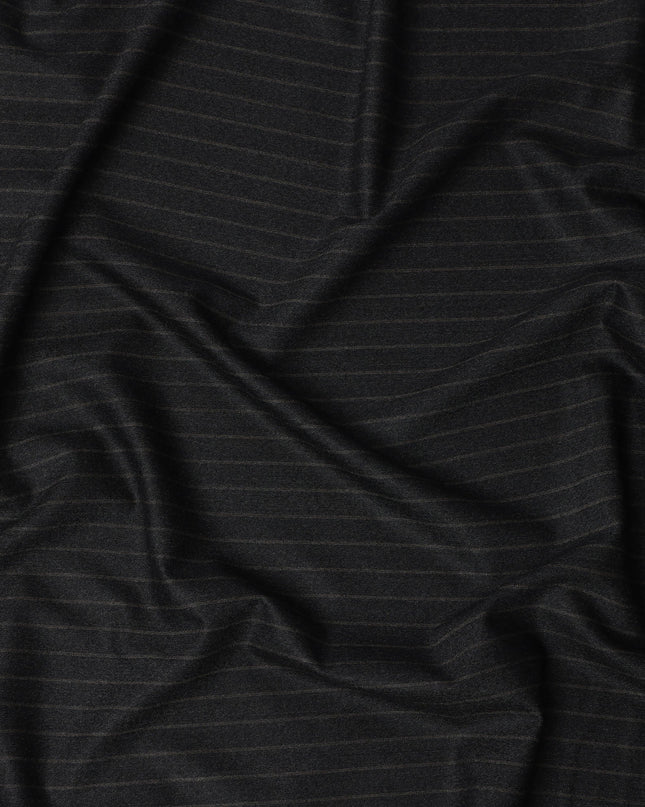 Charcoal Pinstripe Premium Super 140’s Italian All Wool Suiting Fabric, 150 cm Width, Made in UK-D26746