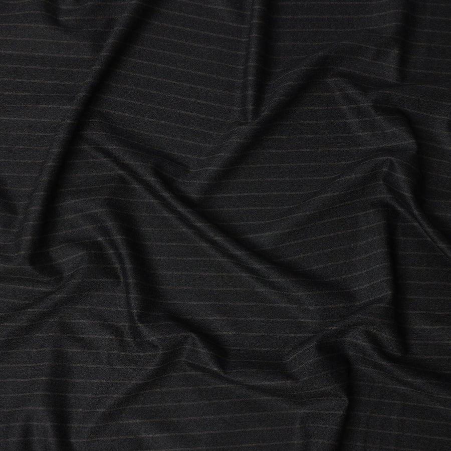 Charcoal Pinstripe Premium Super 140’s Italian All Wool Suiting Fabric, 150 cm Width, Made in UK-D26746