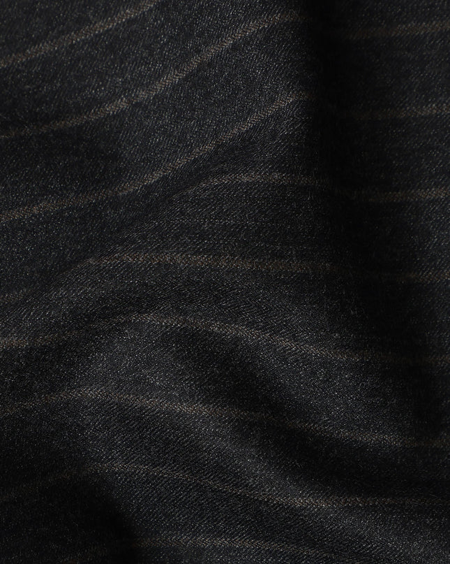Charcoal Pinstripe Premium Super 140’s Italian All Wool Suiting Fabric, 150 cm Width, Made in UK-D26746