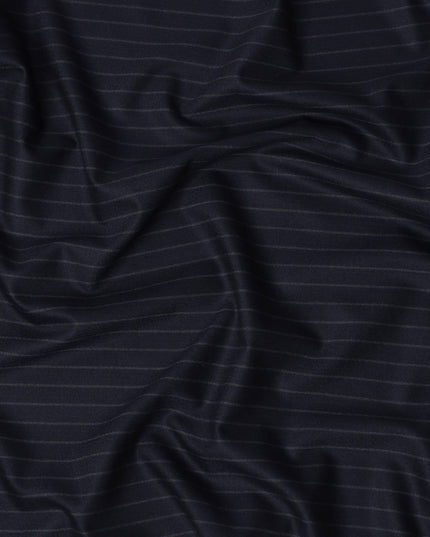 Navy Pinstripe Premium Super 140’s Italian All Wool Suiting Fabric, 150 cm Width, Made in Italy-D26747