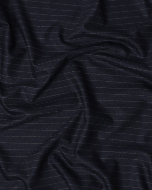 Navy Pinstripe Premium Super 140’s Italian All Wool Suiting Fabric, 150 cm Width, Made in Italy-D26747