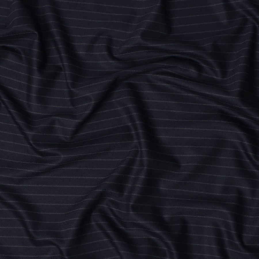 Navy Pinstripe Premium Super 140’s Italian All Wool Suiting Fabric, 150 cm Width, Made in Italy-D26747