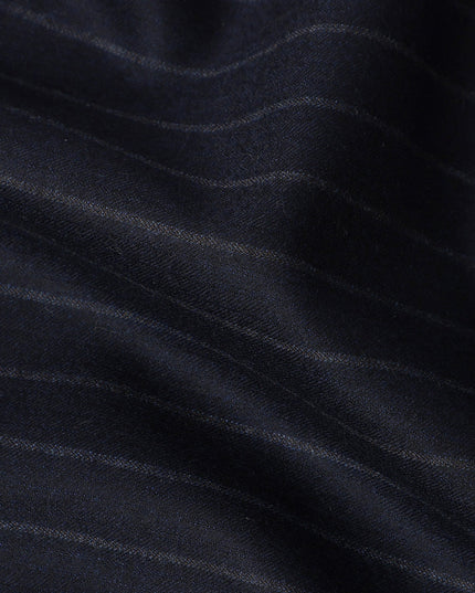 Navy Pinstripe Premium Super 140’s Italian All Wool Suiting Fabric, 150 cm Width, Made in Italy-D26747