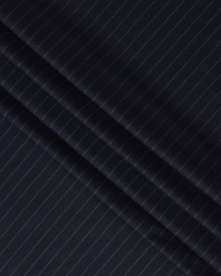 Navy Pinstripe Premium Super 140’s Italian All Wool Suiting Fabric, 150 cm Width, Made in Italy-D26747
