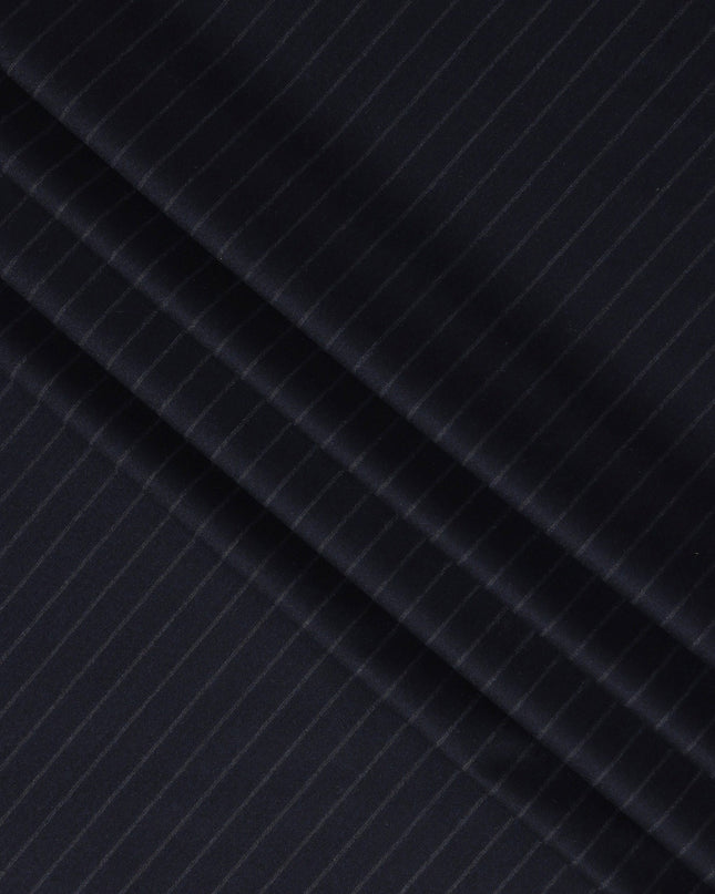 Navy Pinstripe Premium Super 140’s Italian All Wool Suiting Fabric, 150 cm Width, Made in Italy-D26747