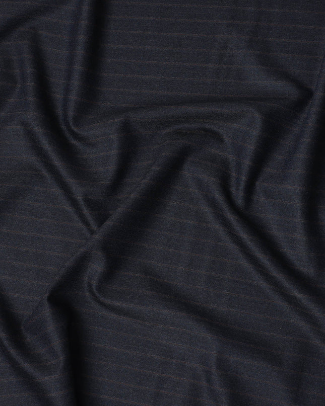 Dark Navy Pinstripe Premium Super 140’s Italian All Wool Suiting Fabric, 150 cm Width, Made in Italy-D26748