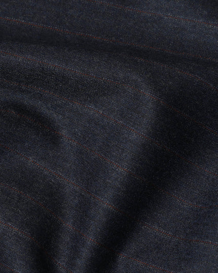 Dark Navy Pinstripe Premium Super 140’s Italian All Wool Suiting Fabric, 150 cm Width, Made in Italy-D26748