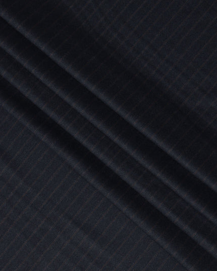 Dark Navy Pinstripe Premium Super 140’s Italian All Wool Suiting Fabric, 150 cm Width, Made in Italy-D26748