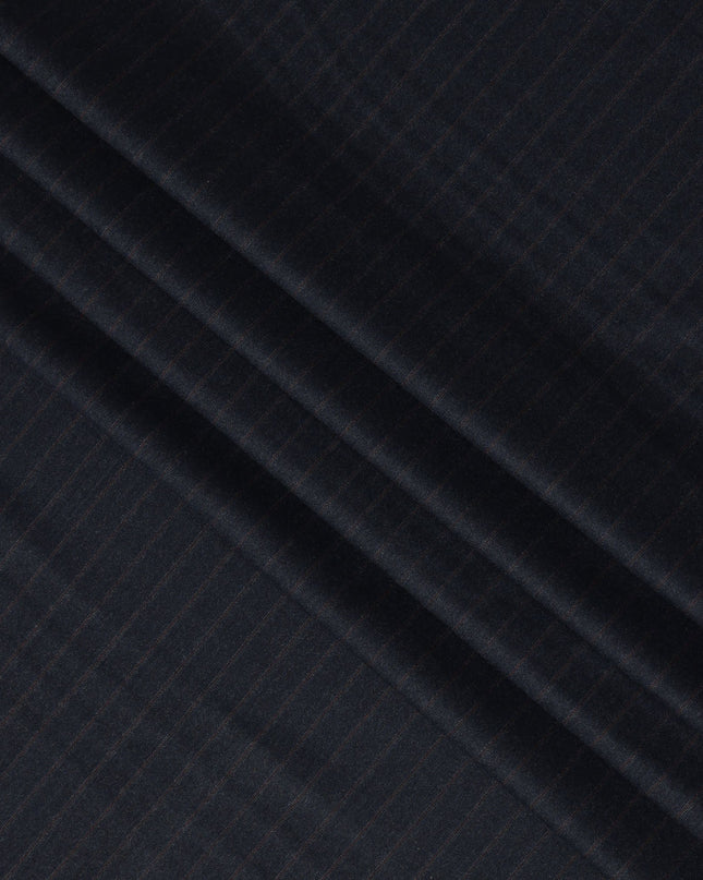 Dark Navy Pinstripe Premium Super 140’s Italian All Wool Suiting Fabric, 150 cm Width, Made in Italy-D26748