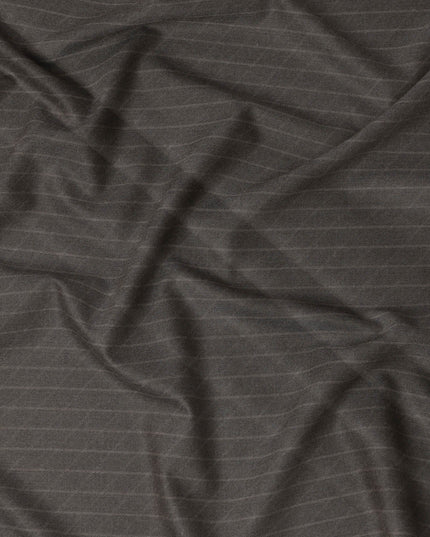 Brown Pinstripe Premium Super 140’s Italian All Wool Suiting Fabric, 150 cm Width, Made in Italy-D26749