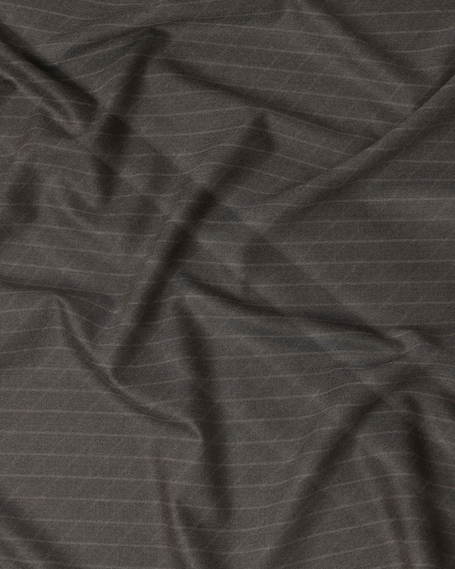 Brown Pinstripe Premium Super 140’s Italian All Wool Suiting Fabric, 150 cm Width, Made in Italy-D26749