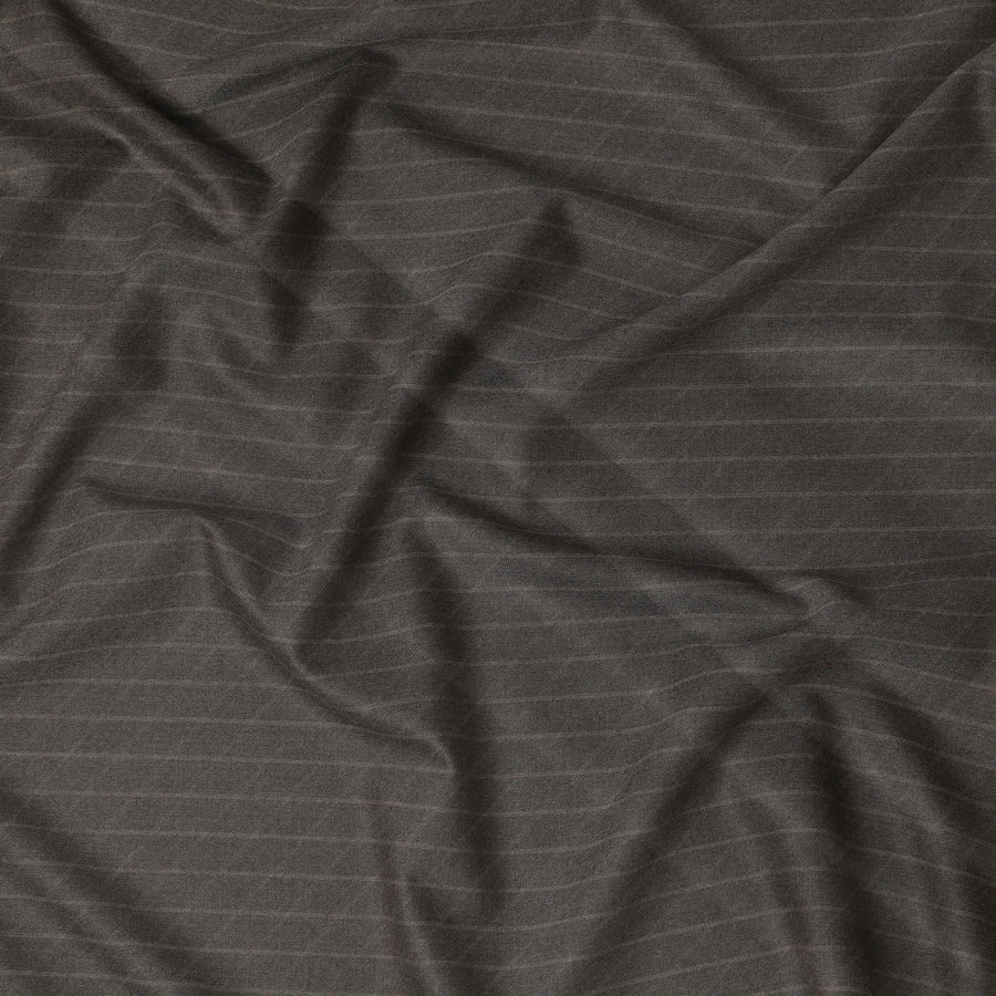 Brown Pinstripe Premium Super 140’s Italian All Wool Suiting Fabric, 150 cm Width, Made in Italy-D26749