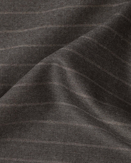Brown Pinstripe Premium Super 140’s Italian All Wool Suiting Fabric, 150 cm Width, Made in Italy-D26749
