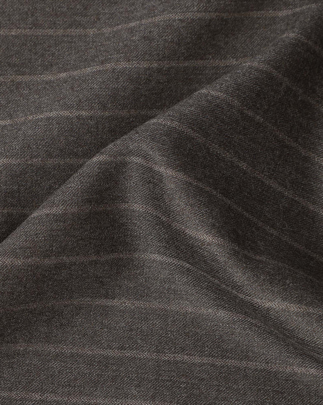 Brown Pinstripe Premium Super 140’s Italian All Wool Suiting Fabric, 150 cm Width, Made in Italy-D26749
