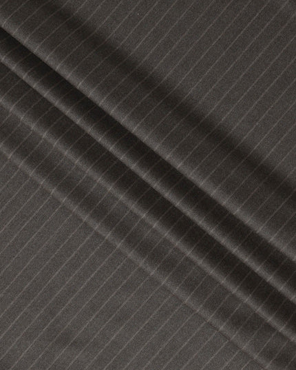 Brown Pinstripe Premium Super 140’s Italian All Wool Suiting Fabric, 150 cm Width, Made in Italy-D26749