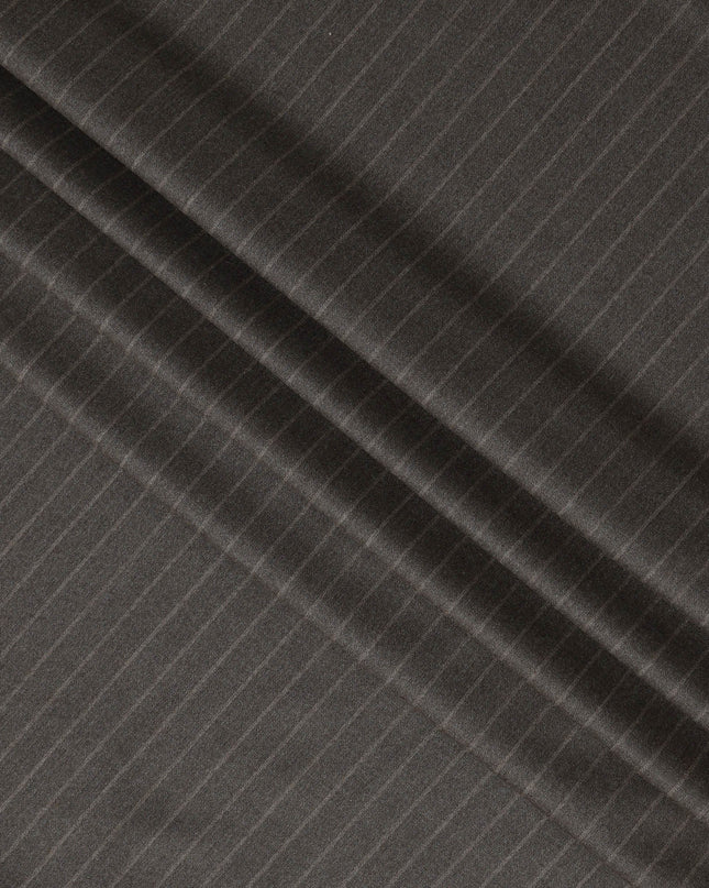 Brown Pinstripe Premium Super 140’s Italian All Wool Suiting Fabric, 150 cm Width, Made in Italy-D26749