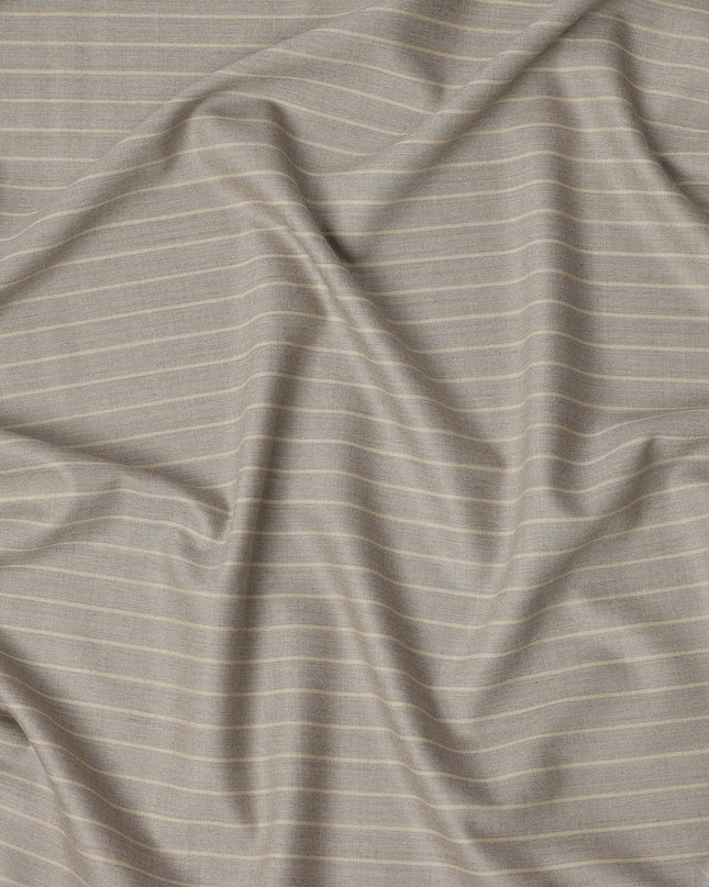 Beige Pinstripe Premium Super 140’s Italian All Wool Suiting Fabric, 150 cm Width, Made in Italy-D26750