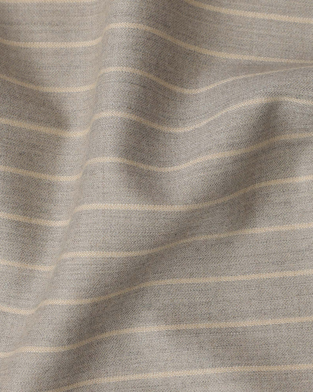 Beige Pinstripe Premium Super 140’s Italian All Wool Suiting Fabric, 150 cm Width, Made in Italy-D26750